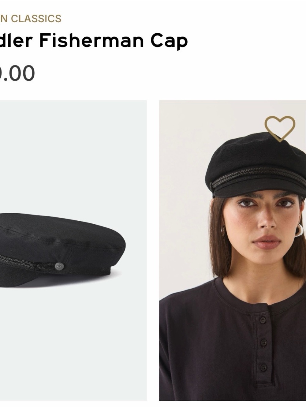 Brixton Black Fiddler Fisherman Cap